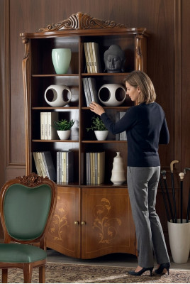 Wohnzimmer Bücherregal Klassische braune Möbel Holzregale