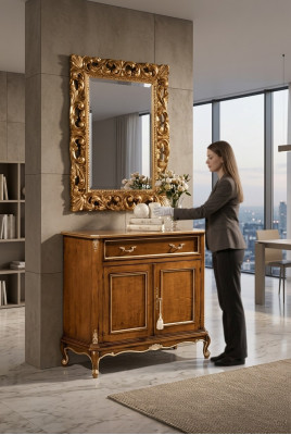 Wohnzimmer Möbel Braune Anrichte Holz Sideboard Zweitürig Schublade