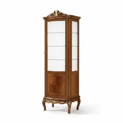 Klassische Hochwertige Braune Vitrine Glas Schrank Echtholz Möbel Design