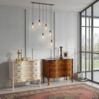 Exklusive luxuriöse neue Kommode aus braunem Holz für das Wohnzimmer