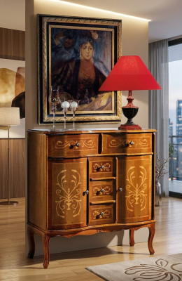 Luxuriöse Braune Kommode Klassische Anrichte Wohnzimmer Möbel Holz Neu