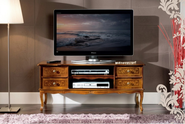 Klassischer Brauner rtv Luxus tv Schrank Lowboard Schubladen Holzmöbel