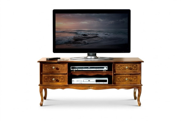 Klassischer Brauner rtv Luxus tv Schrank Lowboard Schubladen Holzmöbel