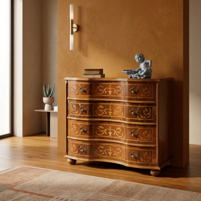 Klassischer Brauner Holz Schrank Schubladen Kommode Wohnzimmer Design