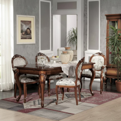 Esszimmer Möbel Esstisch Massivholz 4x Stühle mit Armlehnen Möbel