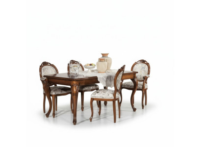 Esszimmer Möbel Esstisch Massivholz 4x Stühle mit Armlehnen Möbel