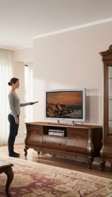 Braunes TV-Regal rtv Sideboard Wohnzimmer Möbel Holz Ständer Kommode