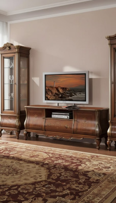 Braunes TV-Regal rtv Sideboard Wohnzimmer Möbel Holz Ständer Kommode
