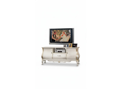 TV-Ständer Luxuriöses klassisches weißes Holz neu im Wohnzimmer