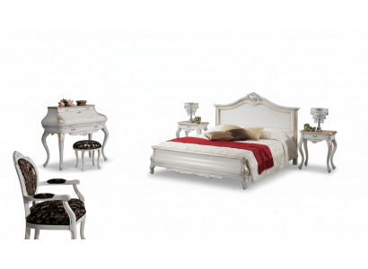 Weiße Schlafzimmer Möbel 2x Nachttische Schminktisch Modernes Bett 4tlg