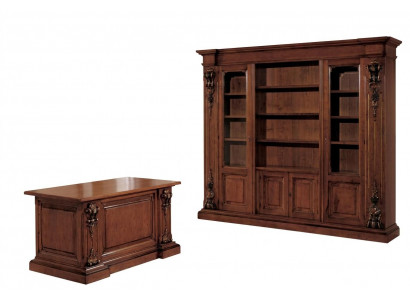 Klassisches Braunes Arbeitszimmer Set Bürotisch Bücherregal Tisch Regal