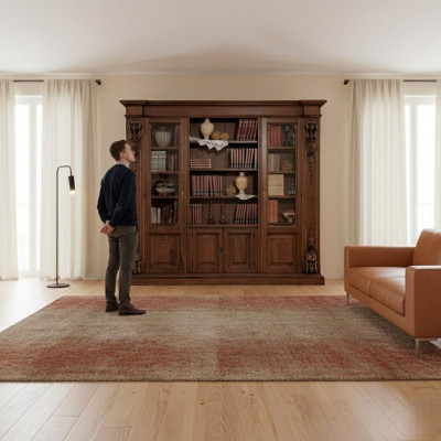 Großes Braunes Bücherregal Luxus Vitrine Holzschrank Massivolz Möbel