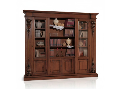 Großes Braunes Bücherregal Luxus Vitrine Holzschrank Massivolz Möbel
