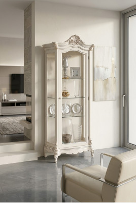 Luxus Vitrine Holzschrank Design Schränke weiß Italienisch Möbel Vitrinen