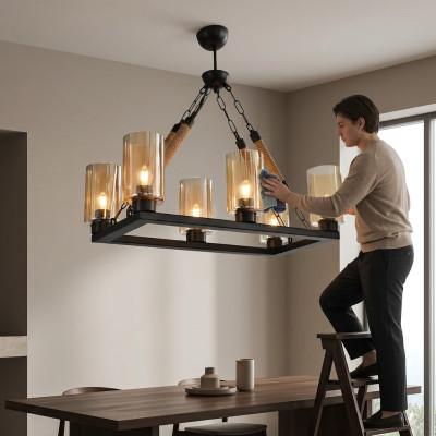 Lüster Deckenleuchter Kronleuchter Deckenlampe Lampen Glas Schwarz