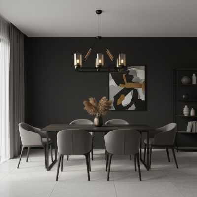 Lüster Deckenleuchter Kronleuchter Deckenlampe Lampen Glas Schwarz