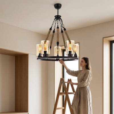 Deckenleuchter Lüster Kronleuchter Deckenlampe Lampen Glas Schwarz