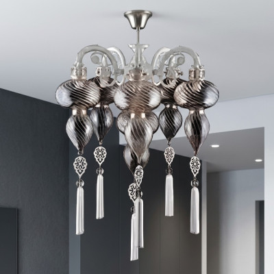 Deckenleuchter Lüster Kronleuchter Deckenlampe Lampen Glas Silber Neu