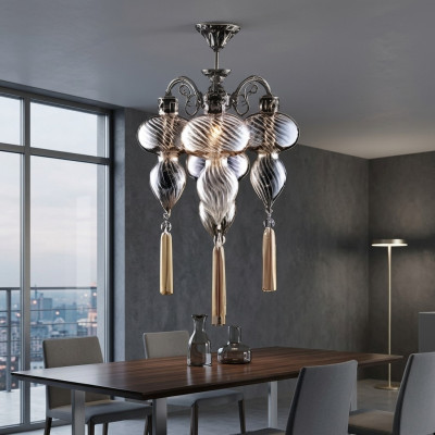 Lampen Deckenleuchter Lüster Kronleuchter Deckenlampe Glas Silber Neu