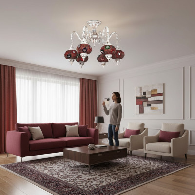 Deckenleuchter Luster Art Kronleuchter Deckenlampe Lampen Glas Weiß