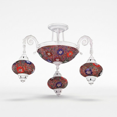 Deckenleuchter Lüster Kronleuchter Deckenlampe Lampen Glas Art Weiß