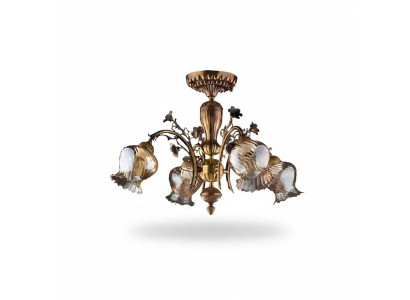 Deckenleuchter Blumen Lüster Kronleuchter Deckenlampe Lampe Glas Braun