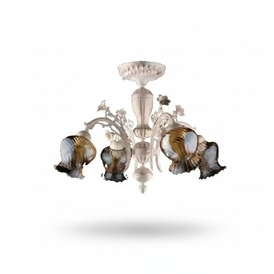 Deckenlampe Deckenleuchter Blumen Lüster Kronleuchter Lampe Glas