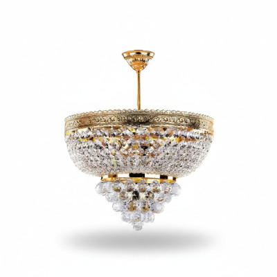 Runder Kronleuchter Luxus Deckenleuchter Lüster Deckenlampe Kristall Gold 50x60