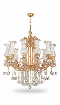 Luxus Deckenleuchter Lüster Kronleuchter Deckenlampe Kristall Gold