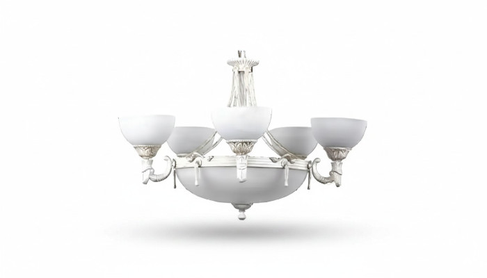Deckenleuchter Luster Kronleuchter Deckenlampe Weiß Glas Lampen 70x77cm