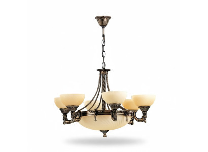 Lüster Deckenleuchter Modern Kronleuchter Deckenlampe Beige Glas Lampe
