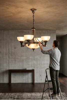 Lüster Deckenleuchter Modern Kronleuchter Deckenlampe Beige Glas Lampe