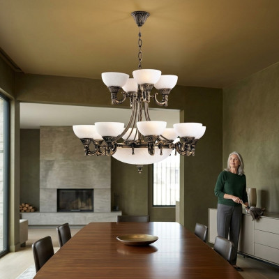 Deckenlampe Deckenleuchter Lüster Kronleuchter Glas Weiß Lampen Antik Stil