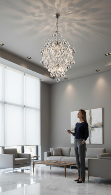 Luxus Lüster Deckenleuchter Deckenlampe Kronleuchter Kristall Silber