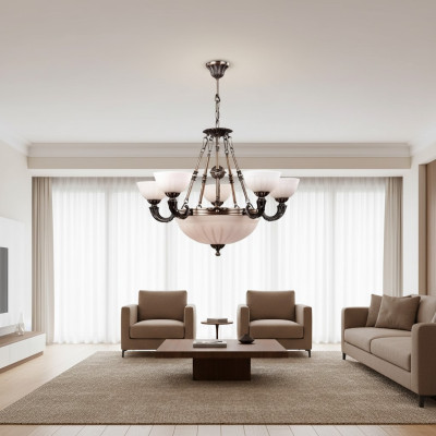 Deckenleuchter Lampe Weiß Deckenlampe Lüster Kronleuchter Glas Art