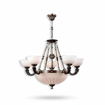 Deckenleuchter Lampe Weiß Deckenlampe Lüster Kronleuchter Glas Art