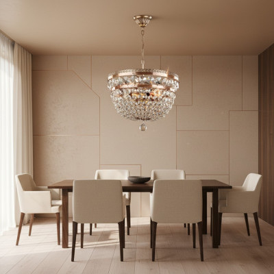 Deckenleuchter Luxus Lüster Deckenlampe Kronleuchter Gold Kristall Art