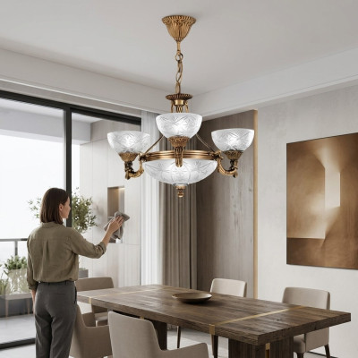 Deckenlampe Lüster Deckenleuchter Lampe Kronleuchter Glas Grau Gold