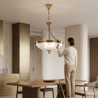 Kronleuchter Deckenlampe Lüster Deckenleuchter Lampe Glas Grau Gold
