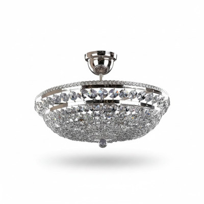 Rund Silber Luxus Deckenlampe Lüster Deckenleuchter Silber Kronleuchter Kristall