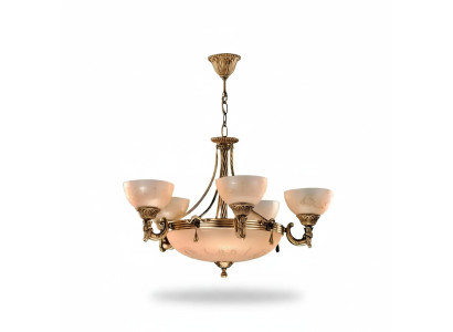 Kronleuchter Deckenlampe Lüster Deckenleuchter Lampe Glas Gold Beige