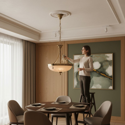 Kronleuchter Deckenlampe Lüster Deckenleuchter Lampe Glas Gold Beige