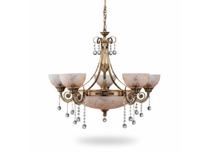 Deckenlampe Lüster Deckenleuchter Lampe Kronleuchter Glas Gold Braun