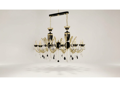 Deckenleuchte Luxus Kronleuchter Deckenlampe Luster Kristall Schwarz Lampe
