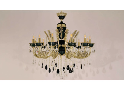 Lampe Kronleuchter Deckenleuchter Luxus Deckenlampe Lüster Kristall Schwarz