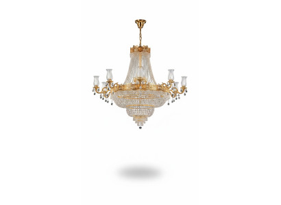 Luxus Deckenleuchte Kronleuchte Deckenlampe Luster Gold Kristall Lampe
