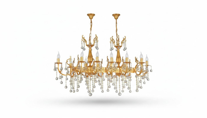 Deckenleuchter Luxus Kronleuchter Deckenlampe Lüster Gold Kristall Lampe