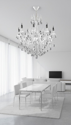 Luxus Deckenleuchter Weiß Kronleuchter Deckenlampe Lüster Kristall Lampe