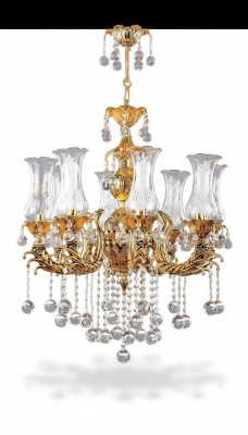 Lüster Luxus Deckenleuchter Gold Kronleuchter Deckenlampe Kristall Art