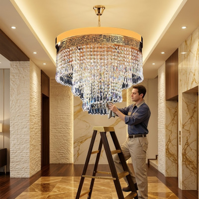 Deckenleuchter Luxus Gold Kronleuchter Deckenlampe Lüster Kristall Art